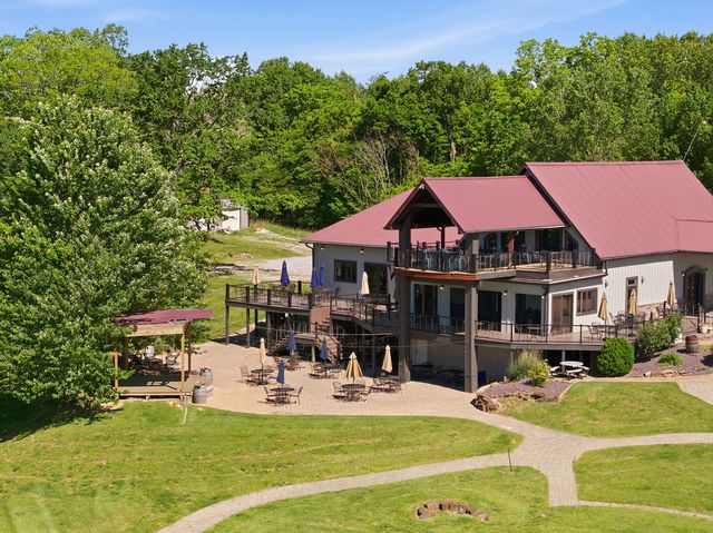 Lodge and patio from the west