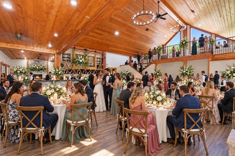 Conceptual rendering — digitally altered: events & weddings concept for the great hall, created from the photograph “Great hall from the bar side; second fireplace visible in the adjoining room”