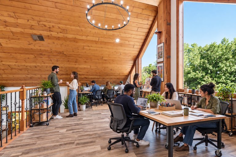 Conceptual rendering — digitally altered: Adaptive reuse, loft, view 5 of 10, made from the photograph “Loft lounge at the top of the stair”.