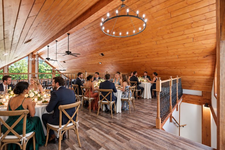 Conceptual rendering — digitally altered: Events & weddings, loft, view 6 of 10, made from the photograph “Loft gathering room overlooking the great hall”.
