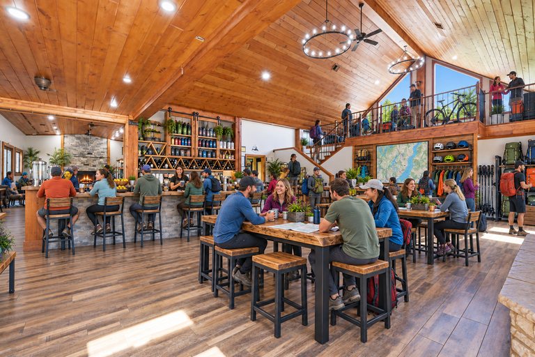 Conceptual rendering — digitally altered: Outdoor recreation, great hall, view 2 of 10, made from the photograph “Great hall from the bar side; second fireplace visible in the adjoining room”.