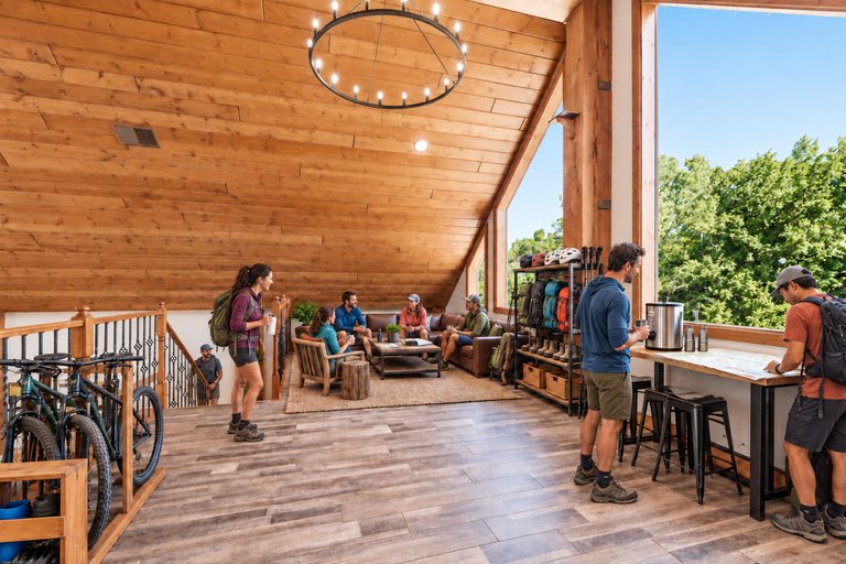 Conceptual rendering — digitally altered: Outdoor recreation, loft, view 5 of 10, made from the photograph “Loft lounge at the top of the stair”.