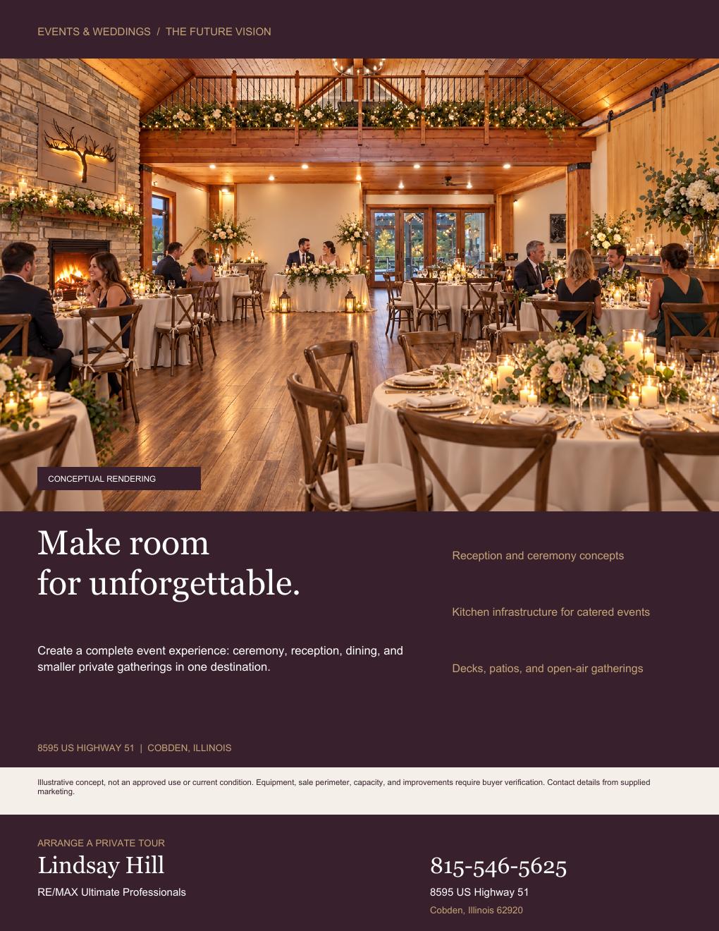 Events & weddings flyer, the future vision (conceptual rendering, digitally altered)