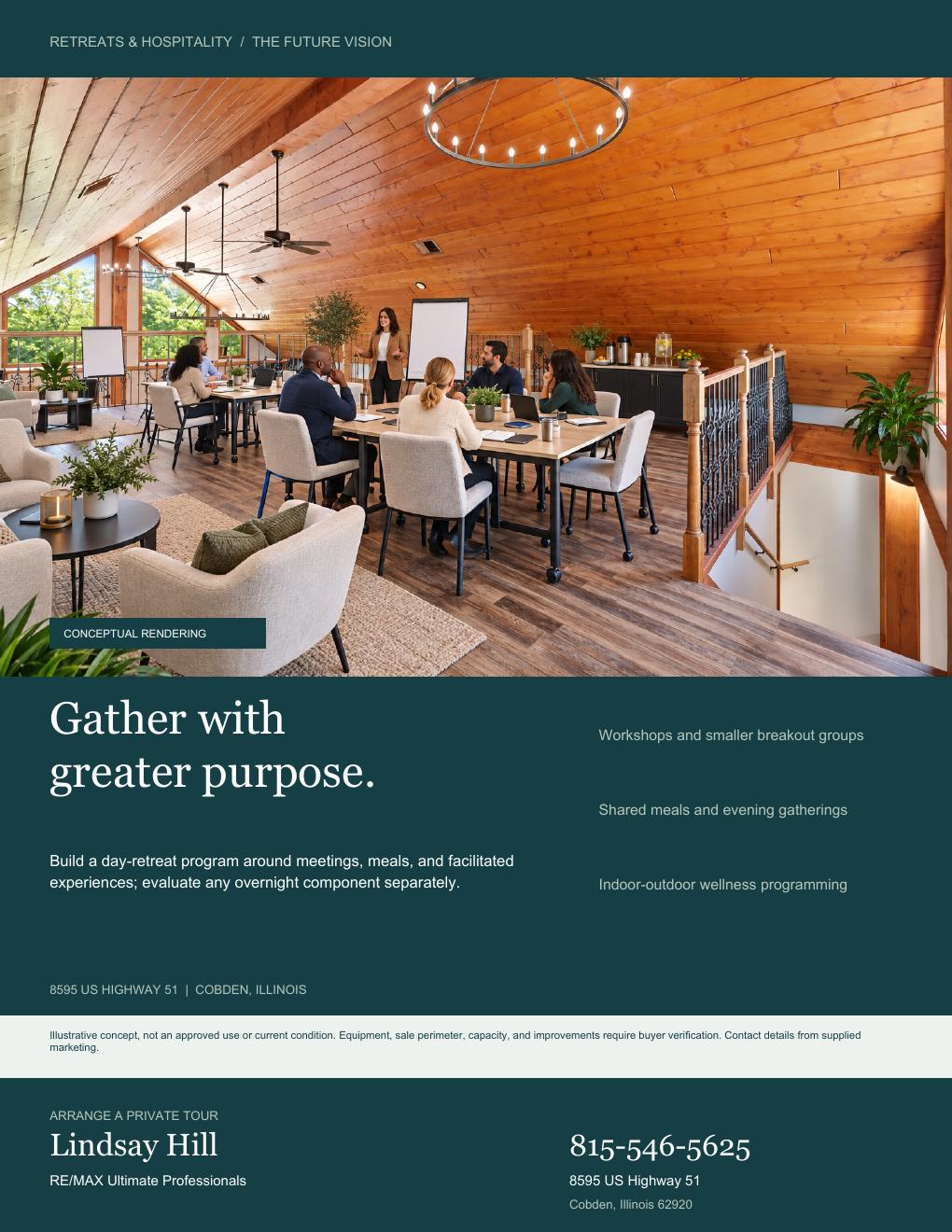 Retreats & hospitality flyer, the future vision (conceptual rendering, digitally altered)