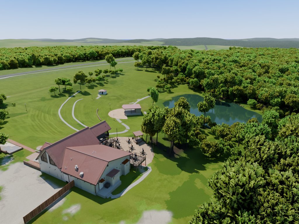 The same view rendered from the 3D model (not a photograph)