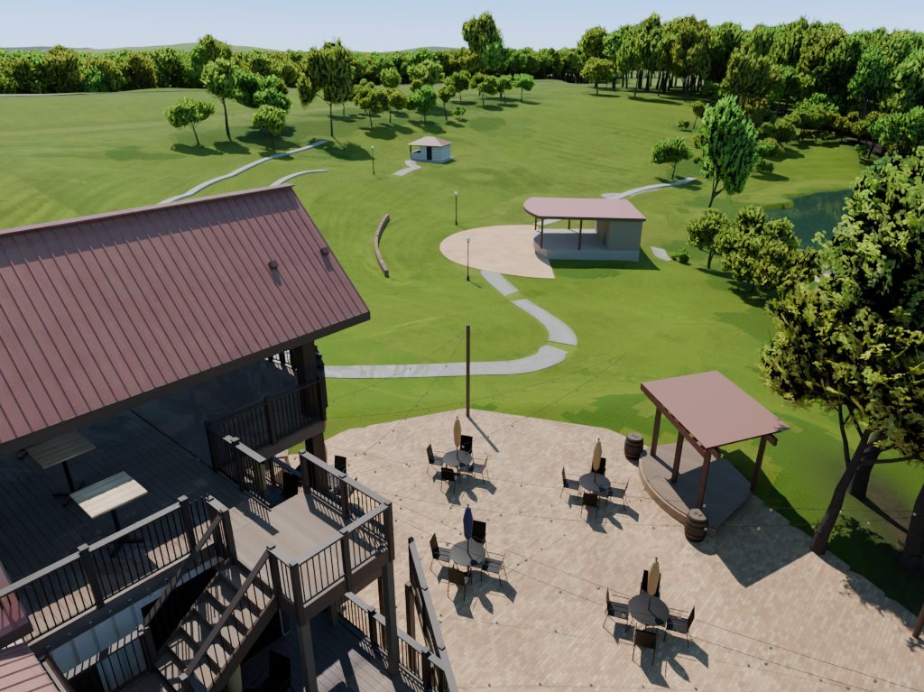 The same view rendered from the 3D model (not a photograph)