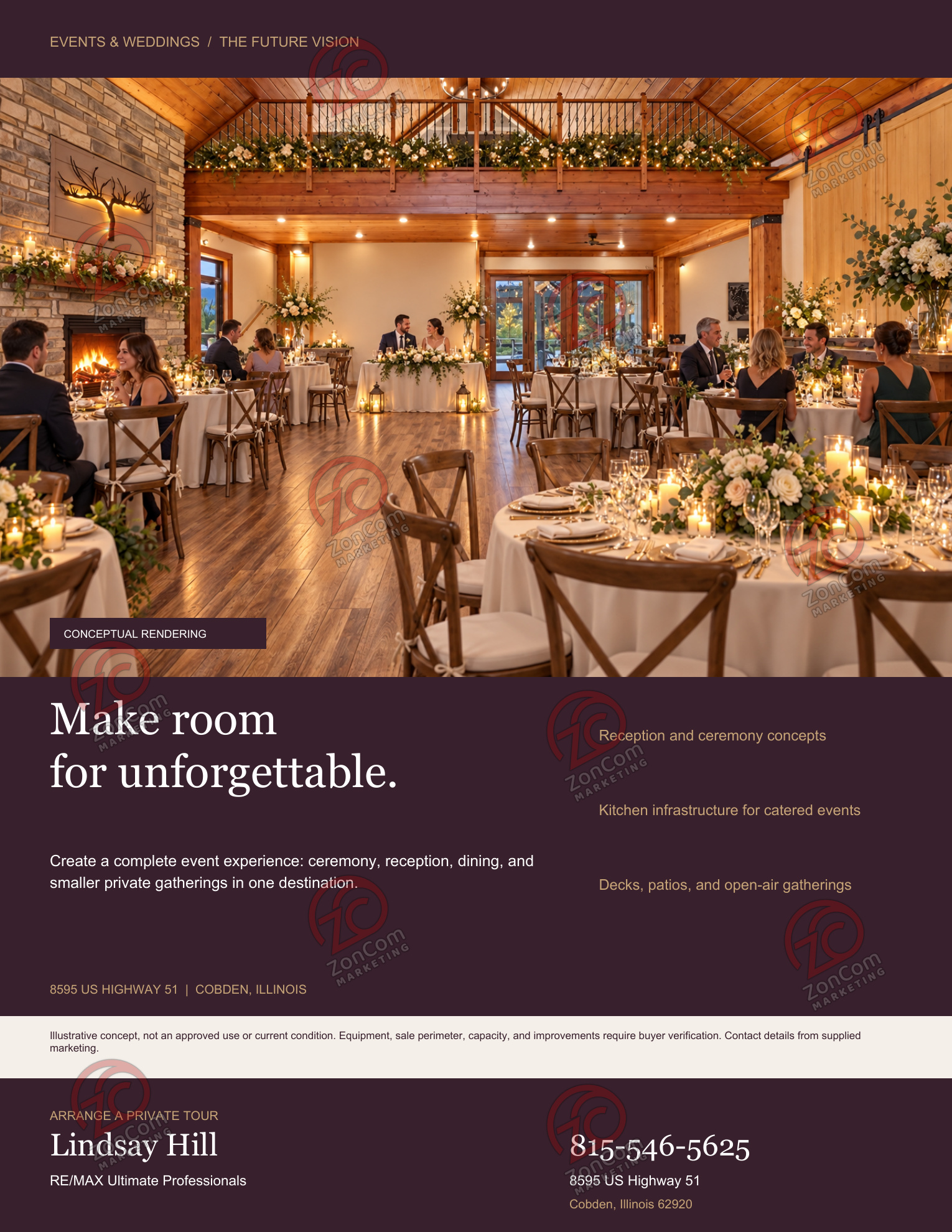Events & weddings flyer, the future vision (conceptual rendering, digitally altered)