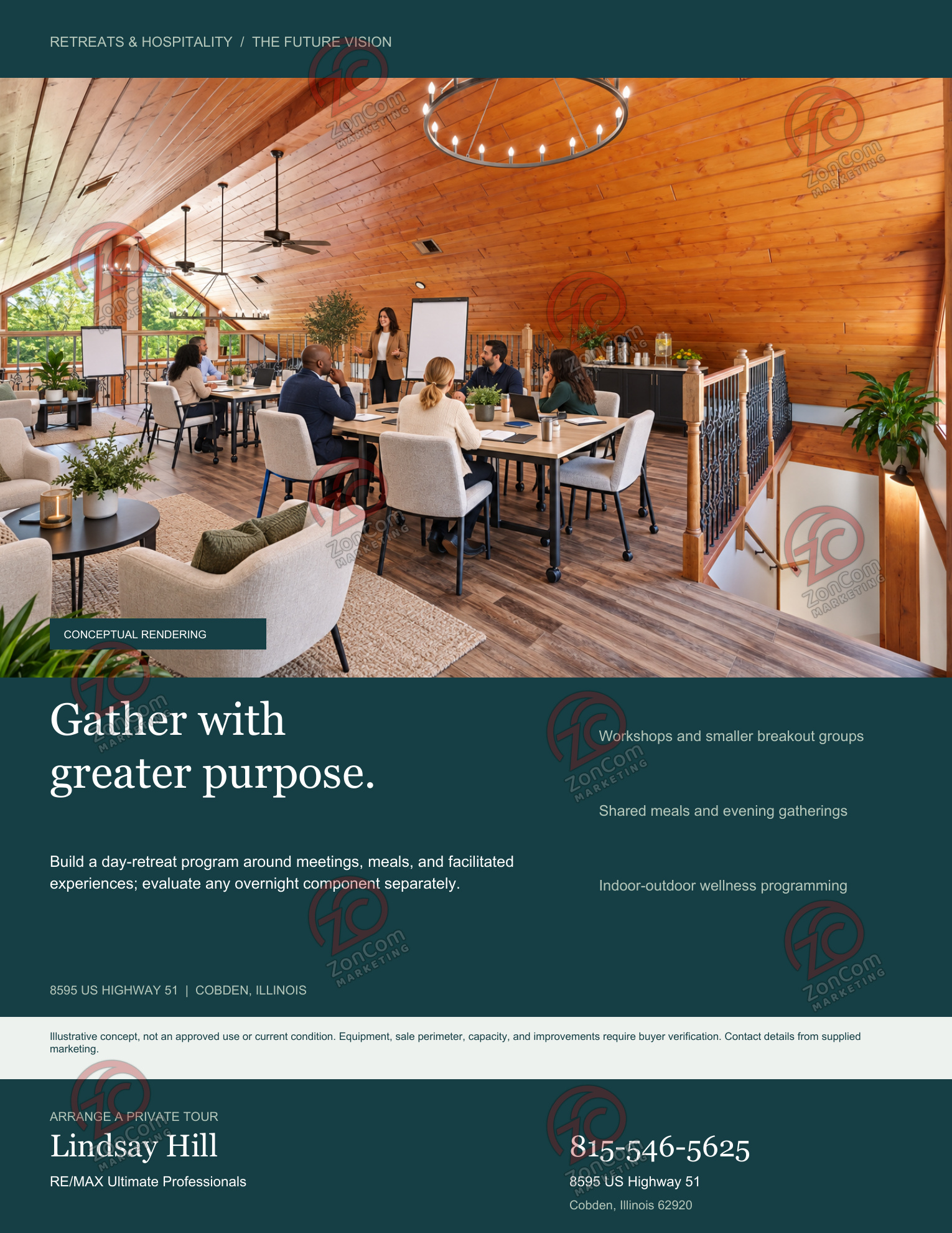 Retreats & hospitality flyer, the future vision (conceptual rendering, digitally altered)