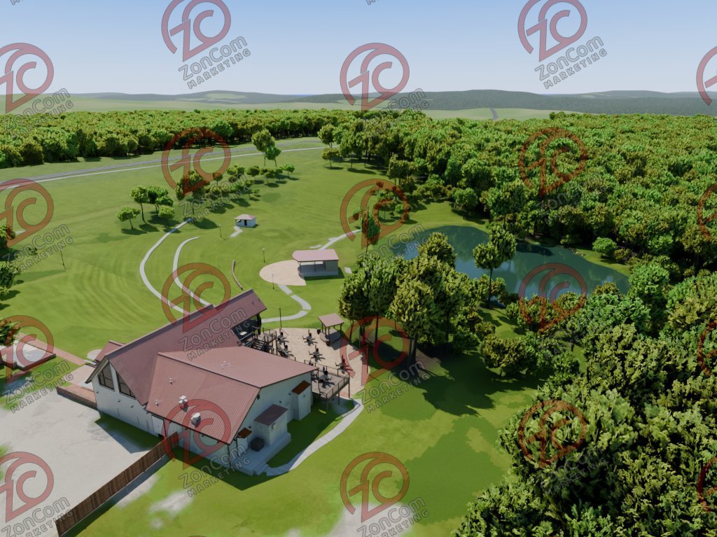 The same view rendered from the 3D model (not a photograph)