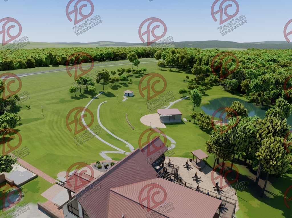 The same view rendered from the 3D model (not a photograph)