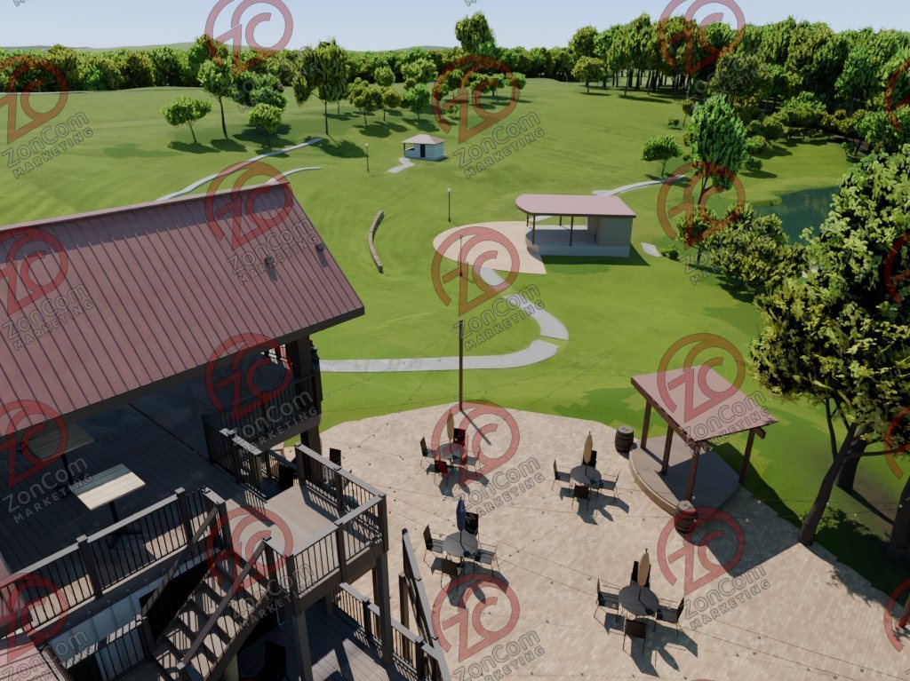 The same view rendered from the 3D model (not a photograph)