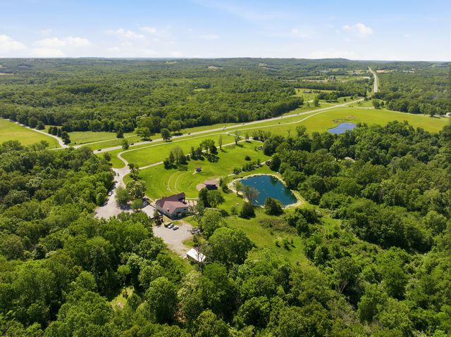 Lodge, pond and highway