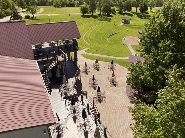Decks and patio toward the stage